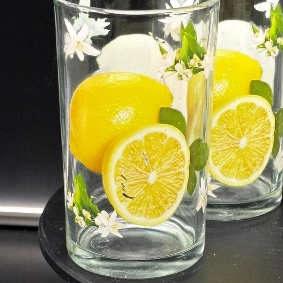 Vintage 1960's Imperial Glass Lemonade Juice Citrus Glasses Set of 4 - Picture 4 of 8